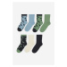 H & M - Vzorované ponožky 7 párů - zelená