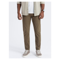 Ombre Clothing Jedinečné olivové pánské kalhoty V3 PACP-0151