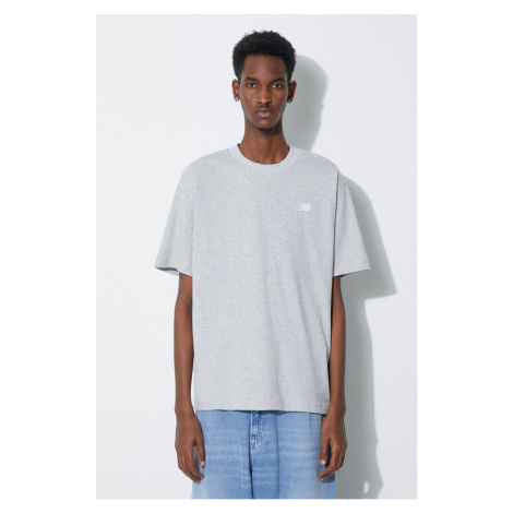 Bavlněné tričko New Balance Essentials Cotton šedá barva, MT41509AG
