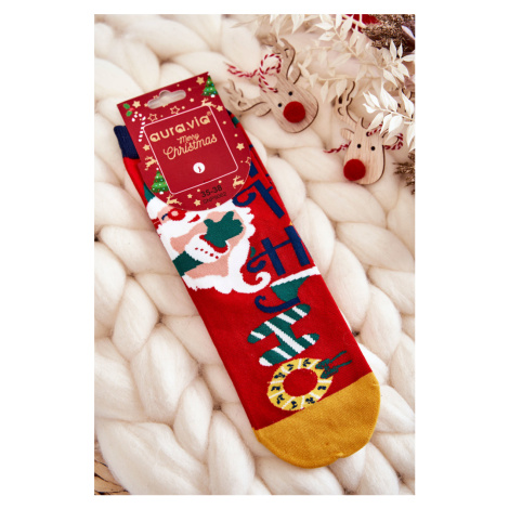 Dámské Ponožky S Vánočním Vzorem "Ho Ho Ho" Červene Kesi