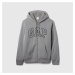 Mikina GAP Logo Fullzip Sherpa Hoodie Grey Heather