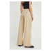 Kalhoty Levi's PLEATED WIDELEG dámské, béžová barva, široké, high waist