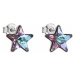 Evolution Group Stříbrné náušnice pecky s krystaly Swarovski fialová hvězdička 31228.5