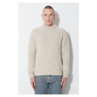 Vlněný svetr Universal Works VINCENT TURTLE NECK pánský, béžová barva, hřejivý, 29472