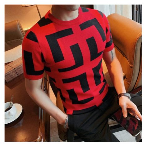Pletené tričko s asymetrickými vzory JFC FASHION