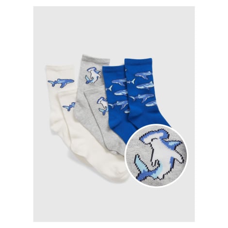 Modré dětské ponožky žralok GAP, 3 páry
