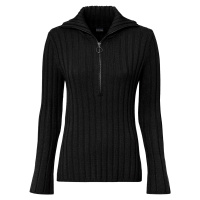 Bonprix BODYFLIRT žebrovaný svetr se zipem Barva: Černá, Mezinárodní