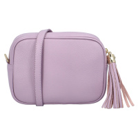 Trendy dámská kožená crossbody Melanie, světle fialová