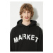 Bavlněná mikina Market Community Garden Hoodie pánská, černá barva, s kapucí, s aplikací, 397000