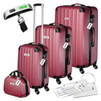 Tectake Cestovní kufry Cleo s váhou na zavazadla – sada 4 ks - vínová