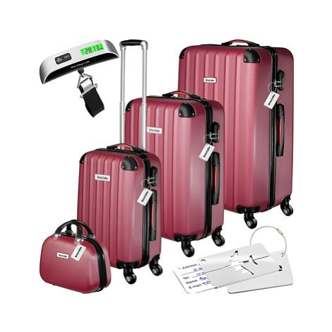 Tectake Cestovní kufry Cleo s váhou na zavazadla – sada 4 ks - vínová