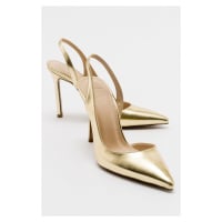 LuviShoes TWINE dámské metalické zlaté podpatky