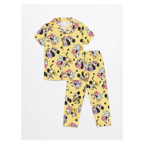 LC Waikiki Polo Collar Short Sleeved Minnie Mouse Printed Baby Girl Pajamas Set