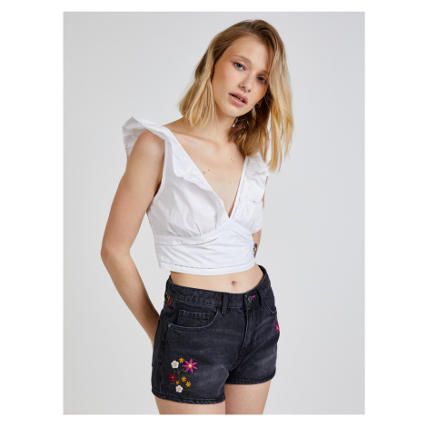 Bílý dámský cropped top s volány TALLY WEiJL - Dámské