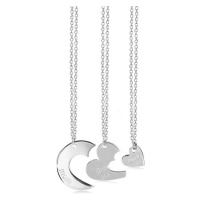 Trojset ze stříbra 925 - tři náhrdelníky, kruh s výřezy, srdíčka a nápisy