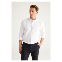 AC&Co / Altınyıldız Classics Men's White Buttoned Collar Easy to Iron Cotton Slim Fit Slim Fit O