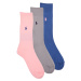 Polo Ralph Lauren 84023PK-MERC 3PK-CREW SOCK-3 PACK ruznobarevne