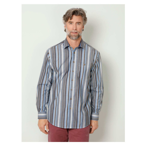Košile s proužkovým vzorem z barvených vláken Roger Kent Béžová/Námořnická