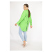 Şans Women's Plus Size Green Shirt with a slit in the back and laces and buttoned front buttons