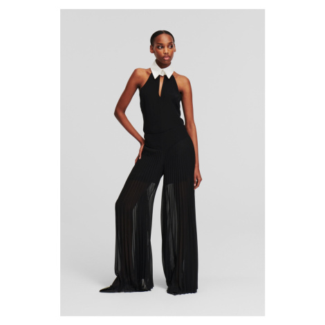 Kalhoty karl lagerfeld fluid pleated pants black