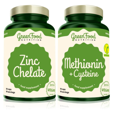 GreenFood Nutrition Methionin with Cysteine + Zinc Chelate sada (pro krásné vlasy, pleť a nehty)