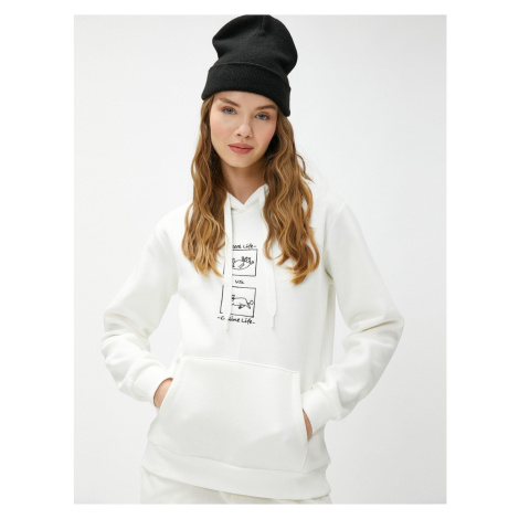 Koton Hooded Sweatshirt Embroidered Kangaroo Pocket Long Sleeve