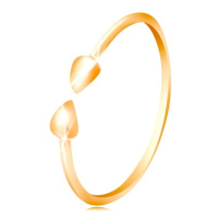 Prsten ve žlutém 14K zlatě - lesklá ramena ukončená malými slzičkami