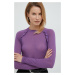 Tričko s dlouhým rukávem ze směsi vlny Sisley fialová barva