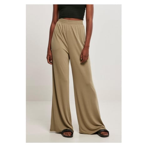 Ladies Modal Wide Leg Pants - khaki Urban Classics