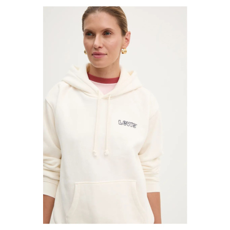 Mikina Levi's dámská, béžová barva, s kapucí, s aplikací, A8801 Levi´s