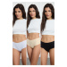 Trendyol Black-White-Skin 3-Pack Polyamide Thong Knitted Panties