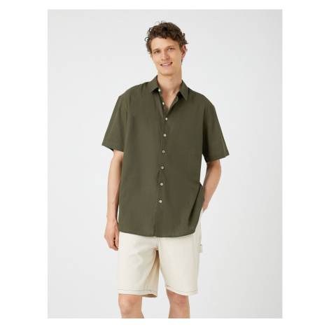 Koton Summer Shirt with Short Sleeves, Classic Collar Buttoned Cotton