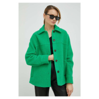 Vlněná bunda Samsoe Samsoe zelená barva, přechodná