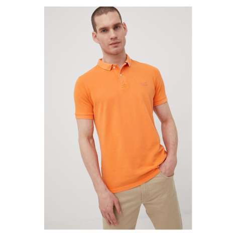 Bavlněné polo tričko Superdry oranžová barva