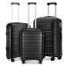 Sada 3 cestovních kufrů Kono Elegant - černá 50 L / 77 L / 110 L