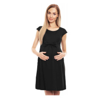 Černé elegantní rozšířené šaty s mašlí pro těhotné