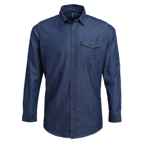 Premier Workwear Pánská džínová košile PR222 Indigo Denim