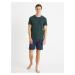 Modro-zelené pánské pruhované krátké pyžamo Celio Cible