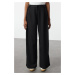 Trendyol Black Button Detail Pleated Wide Leg Wide Leg Woven Trousers