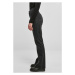 Ladies Highwaist Straight Slit Denim Pants - black washed