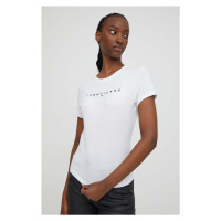 Bavlněné tričko Tommy Jeans bílá barva, DW0DW17361