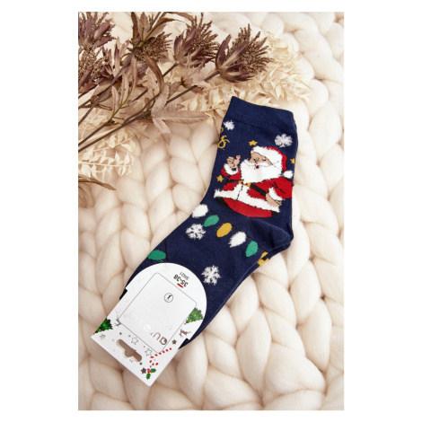Dámské ponožky s Santa Clausem, tmavě modrá Kesi