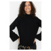 Trendyol Black Sleeve Detail Stand Up Collar Knitwear Sweater