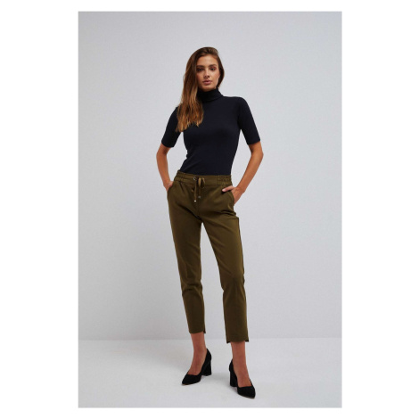 Kalhoty s elastickým pasem - olivově zelené Moodo