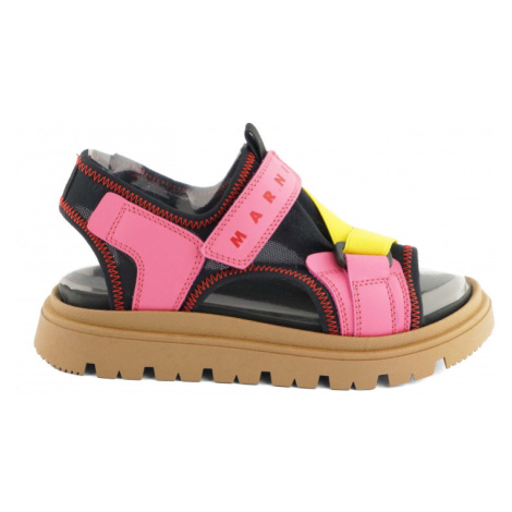 Sandále marni leather and technical fabric sandals růžová