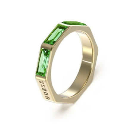 Guess Slušivý prsten se zelenými kubickými zirkony JUBR03174JWYGEM52