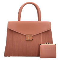 Elegantní sada dámské kabelky do ruky a peněženky Vittoria, růžová