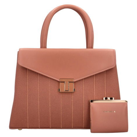 Elegantní sada dámské kabelky do ruky a peněženky Vittoria, růžová