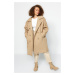 Trendyol Curve Light Khaki Waist Belted Gabardine Seasonal Trench Coat