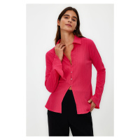 Trendyol Fuchsia Textured Fitted Woven Shirt